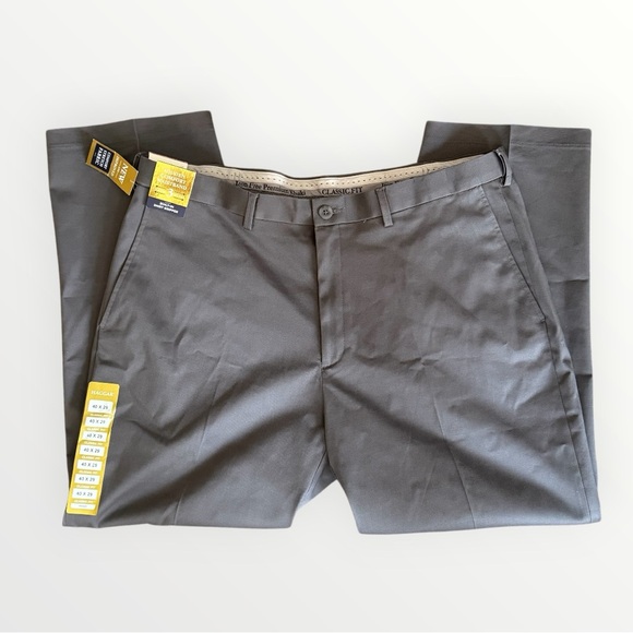 Haggar Iron Free Premimum Khaki Pants Gray Size 40x29 Classic Fit - Picture 1 of 7